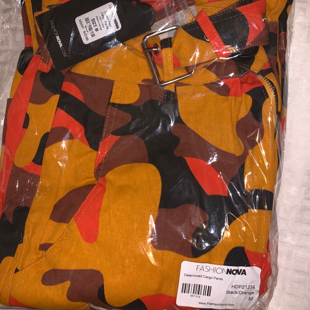 Orange cargo pants